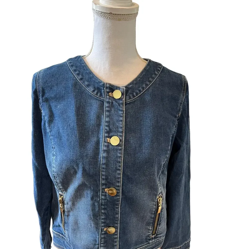 Chicos Stretch Denim Jean Jacket S
